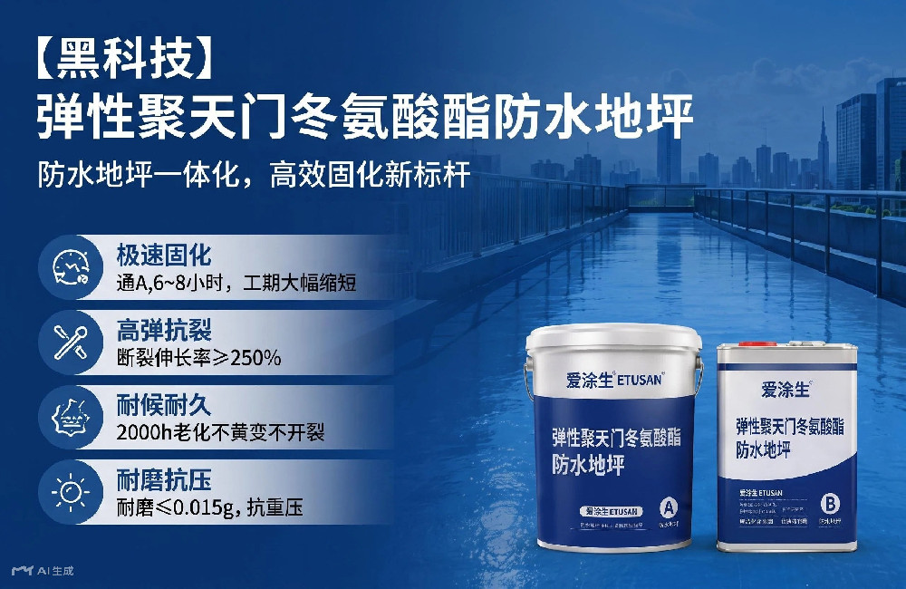 【黑科技】爱涂生 ETUSAN 弹性聚天门冬氨酸酯防水地坪:防水地坪一体化,高效固化新标杆